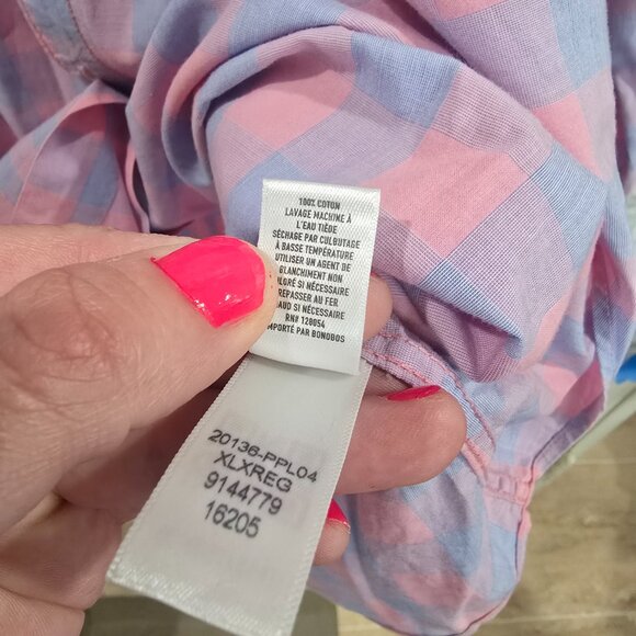 Bonobos Shirt Mens Size XL Pink Blue Check Button Up Long Sleeve - Picture 5 of 6